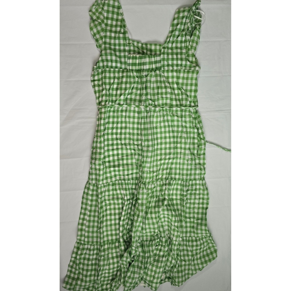 Draper James RSVP Green Gingham Tiered Midi Dress Cotton Ruffle Strap Size M - Picture 12 of 16